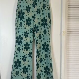 Urban Outfitters Teal and Cream Floral Pants